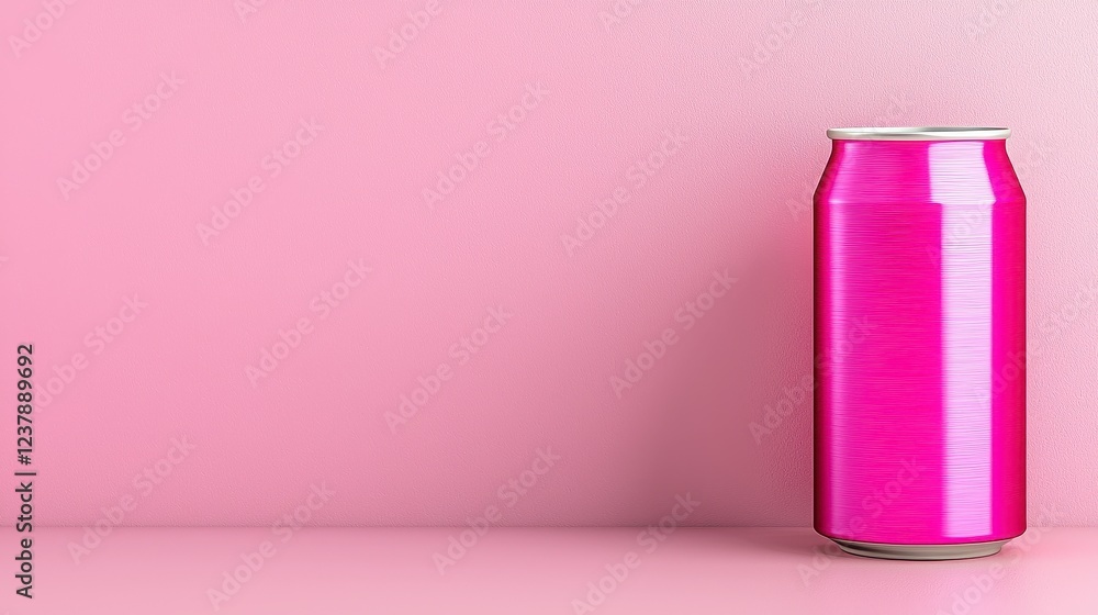 Pink Metallic Can on Textured Pink Background Pink Metallic Can on Textured Pink Background