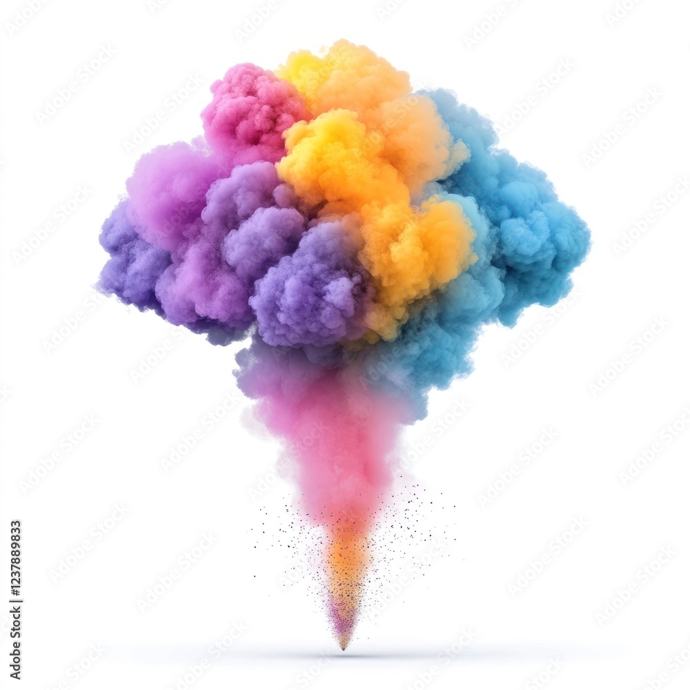 Fototapeta premium Colorful Holi Paint Explosion with Vector Abstract Rainbow and Smoke Clouds on Wide Panorama Background