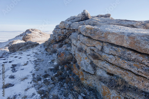 Weathering pillar on the Oltrek island photo