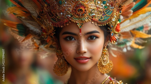 Indonesian Woman in Traditional Headdress