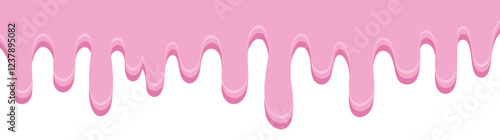 Sweet pink donut dripping glaze. Isolated melting donut glaze. Vector illustration