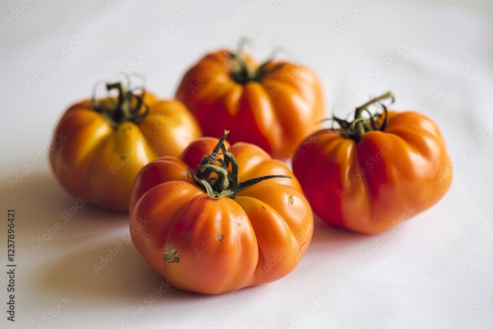 Obraz premium A photo of orange ripe tomatoes on a white background