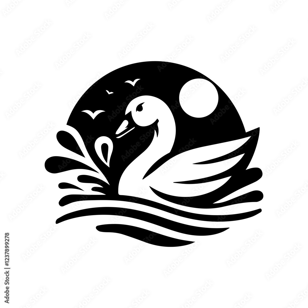 Fototapeta premium swan logo design in water