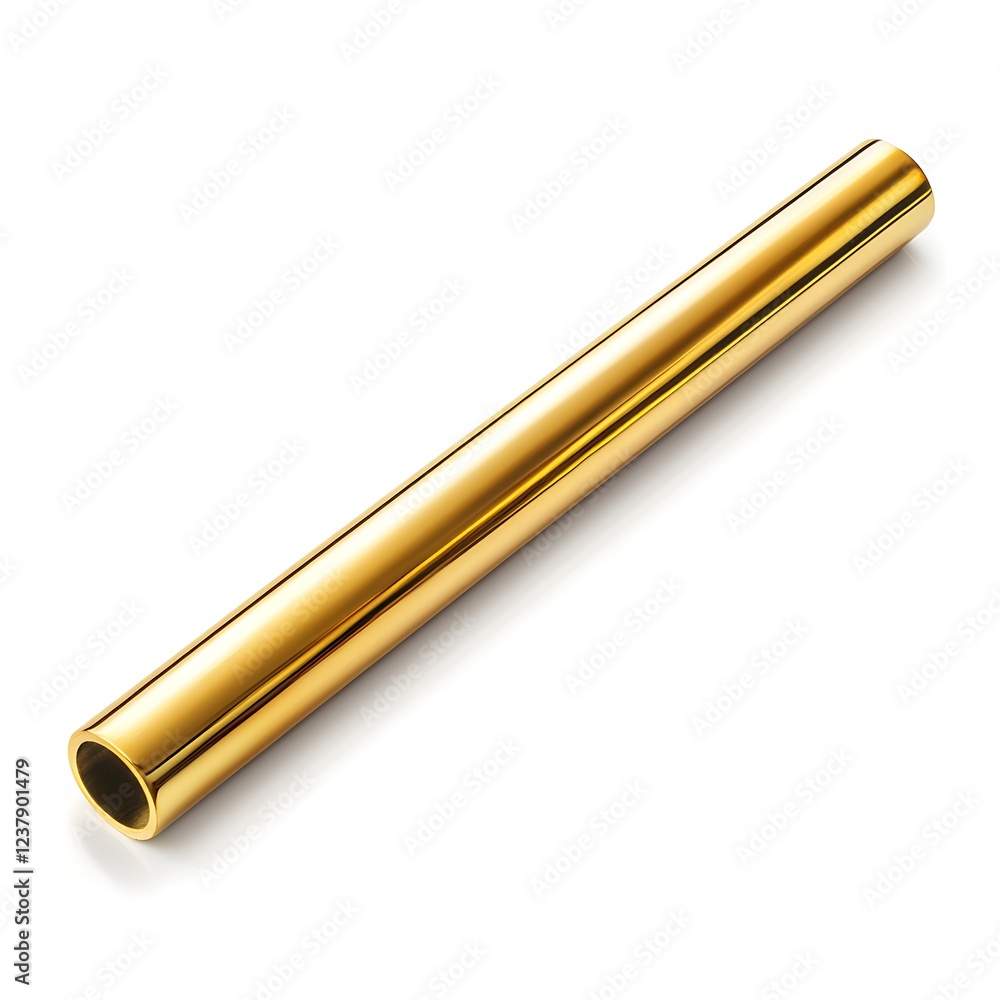 Luxurious Gold Tube Isolated on Firm White Background
