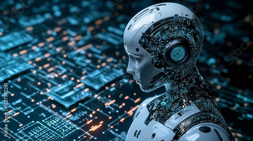 robotics concept. Optimized AI electronic circuits image