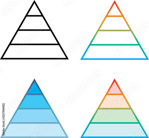 ピラミッド　ヒエラルキー　アイコン	4段	   セット
