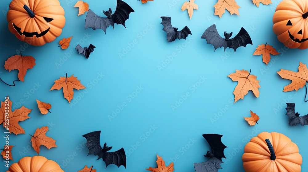 Halloween Flat Lay Mockup Featuring Pumpkins and Autumn Deco Halloween Flat Lay Mockup Featuring Pumpkins and Autumn Deco