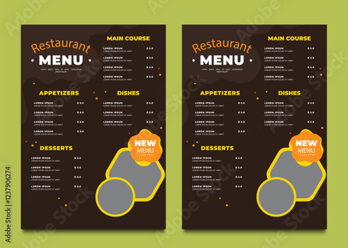 Restaurant menu template. social media marketing web banner template design. healthy food business online promotion flyer with abstract background, logo and icon. Sale cover.