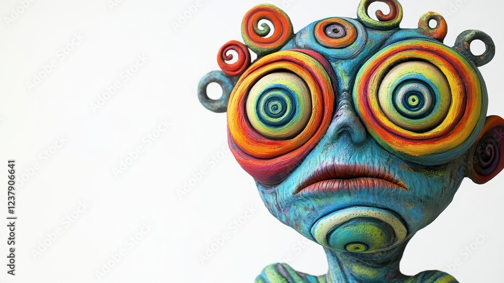 a quirky monster with spiral eyes, hypnotic theme, surreal art, vibrant tones, isolated on white background a quirky monster with spiral eyes, hypnotic theme, surreal art, vibrant tones, isolated on white background