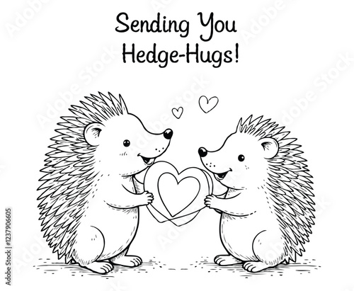 Cheerful Hedgehogs in Love coloring page