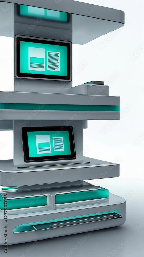 Modern multi-level display unit with sleek design and integrated technology for contemporary interiors Modern multi-level display unit with sleek design and integrated technology for contemporary interiors