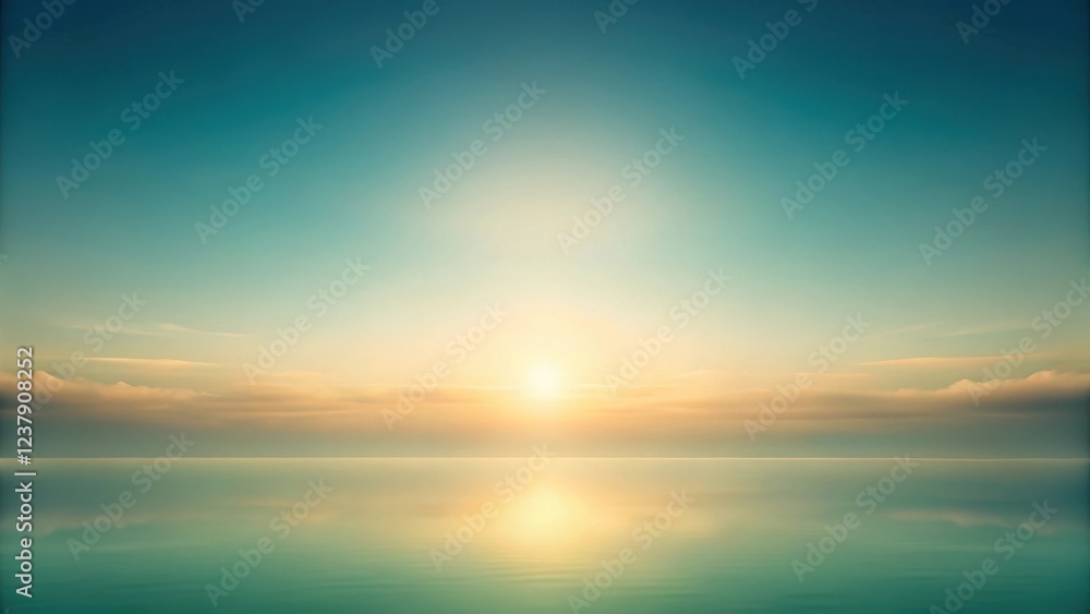 Serene Sunset Reflection Tranquil Waters Mirror a Calm, Colorful Sky at the Horizon