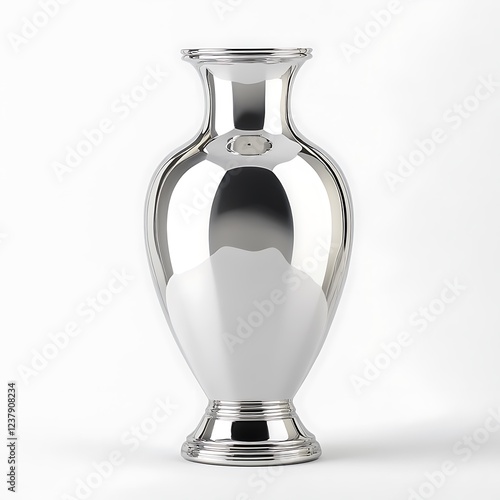 Shiny Silver Vase on Clean White Background