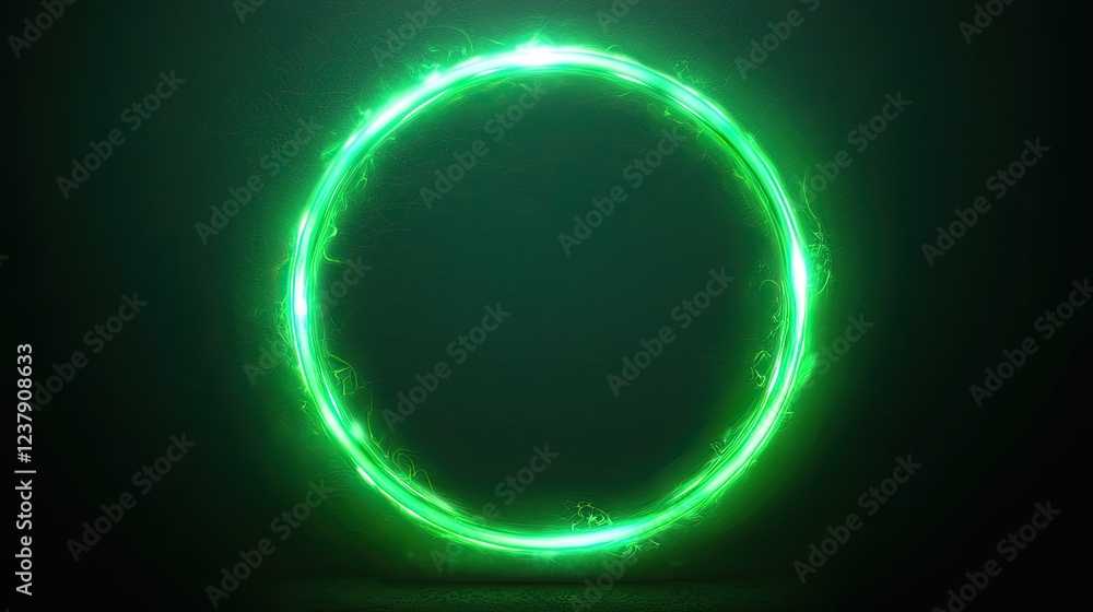 Obraz premium Glowing Green Circle Abstract Light Energy Orb