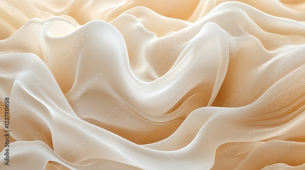 Fototapeta premium Abstract Beige and White Fabric Waves