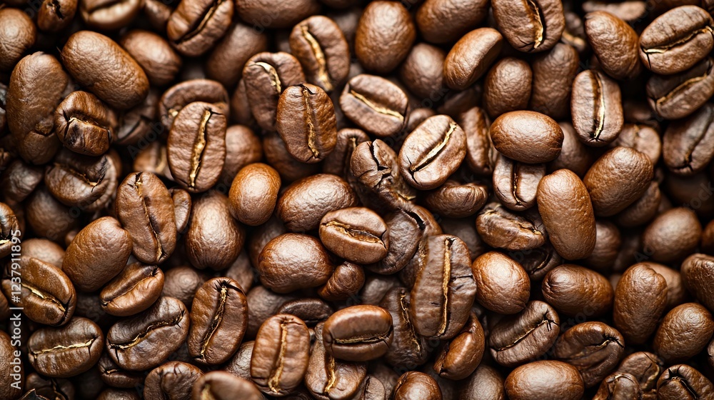 Fototapeta premium Roasted Coffee Beans Close-Up Texture