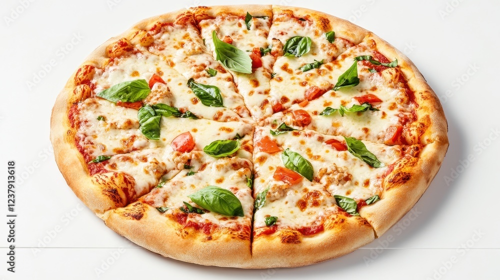Delicious Margherita pizza with fresh basil, mozzarella, and vibrant tomato sauce, perfect for any pizza lover. Delicious Margherita pizza with fresh basil, mozzarella, and vibrant tomato sauce, perfect for any pizza lover.