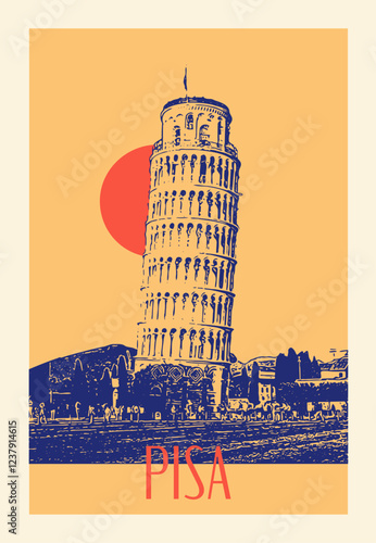 Vintage Travel Poster: Pisa, Italy