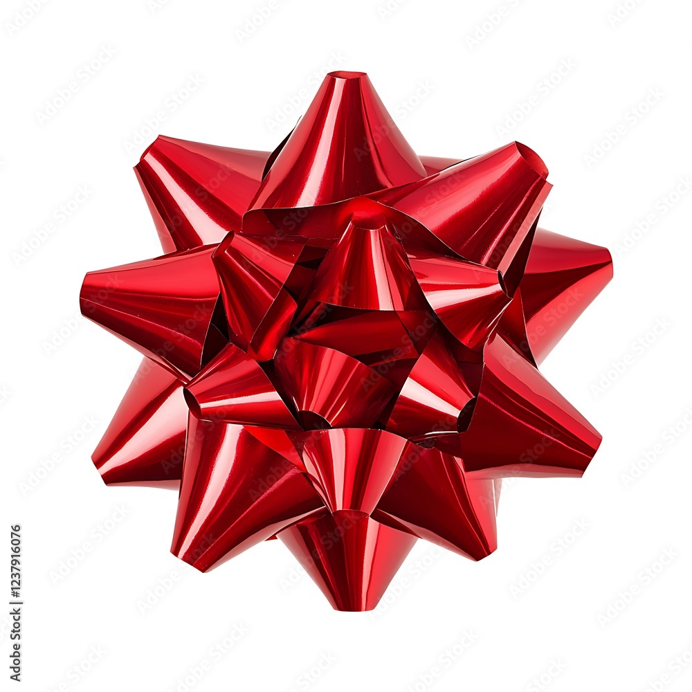 Festive Christmas Gift Box with Red Bow on White Background Festive Christmas Gift Box with Red Bow on White Background