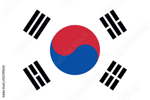The flag of the Republic of Korea, with accurate proportions and official colors. Vector image.