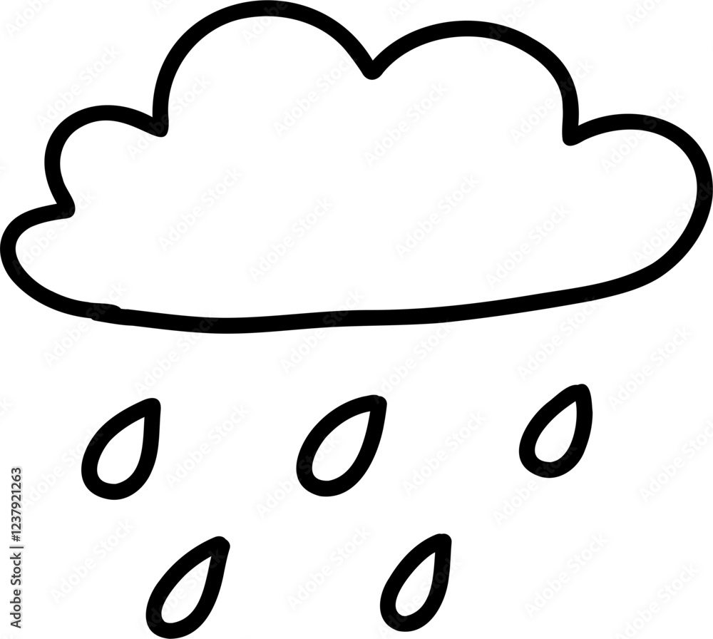 Rain autumn doodle line art outline vector Rain autumn doodle line art outline vector