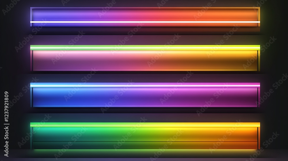 Vibrant Neon Shelves Glowing In The Dark Vibrant Neon Shelves Glowing In The Dark