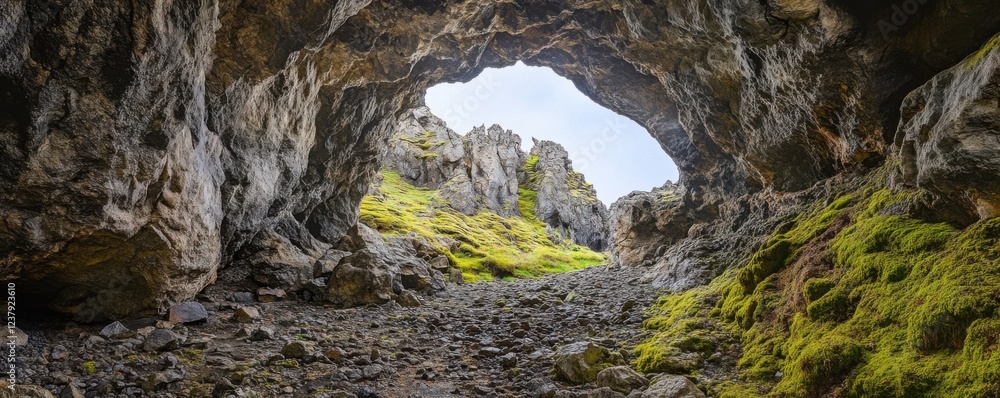 Icelandic Cave Exit: A Breathtaking View Icelandic Cave Exit: A Breathtaking View