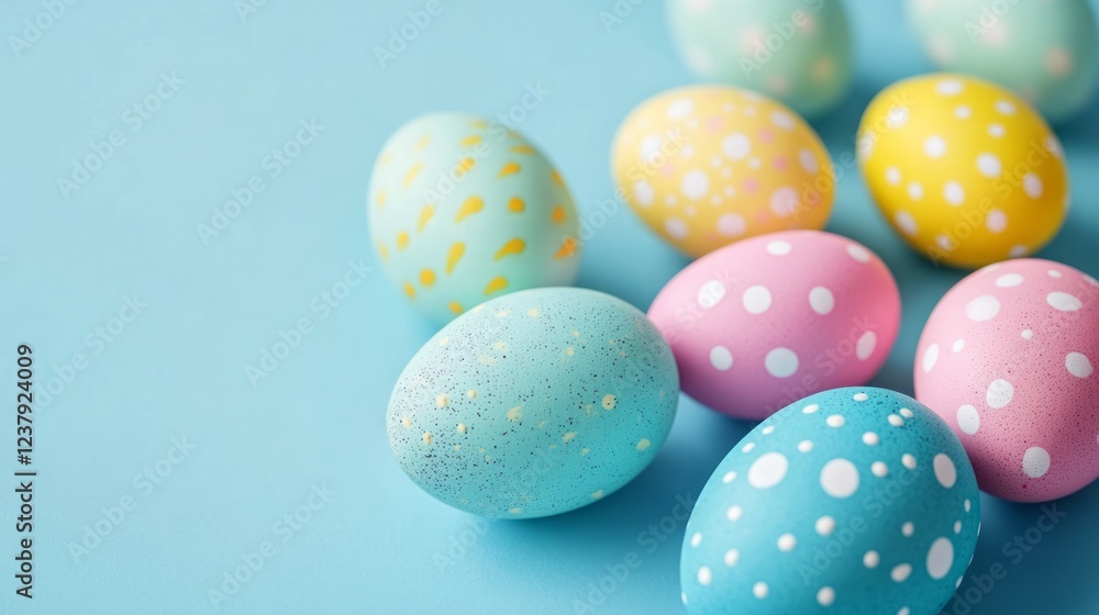 Naturally colorful dyed Easter eggs on blue background. Happy Easter holiday theme, banner Naturally colorful dyed Easter eggs on blue background. Happy Easter holiday theme, banner