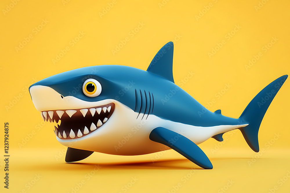 shark on a yellow background, shark on a blank yellow background, a shark, shark, cute shark, yellow background, copy space for add text, 3d rendering, 3d, vector, AI generative shark on a yellow background, shark on a blank yellow background, a shark, shark, cute shark, yellow background, copy space for add text, 3d rendering, 3d, vector, AI generative