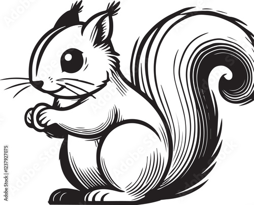 Squirrel vector in black and white