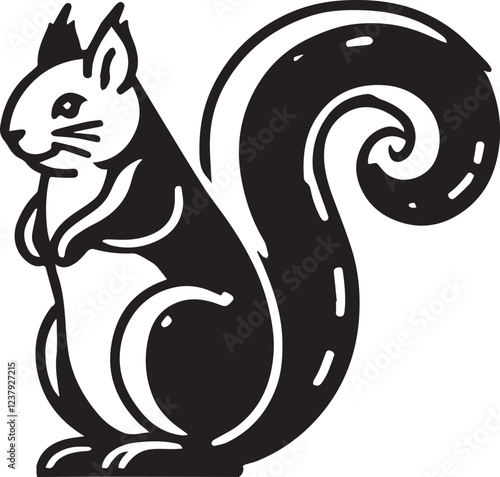 Squirrel vector in black and white