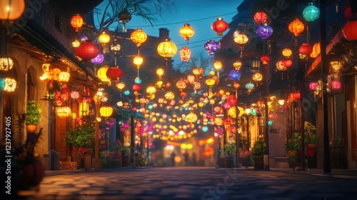 Wallpaper Mural Festival lanterns illuminating a vibrant street cultural celebration nighttime city view Torontodigital.ca