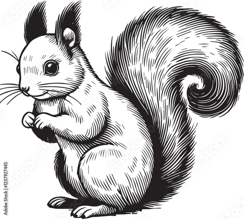 Squirrel vector in black and white