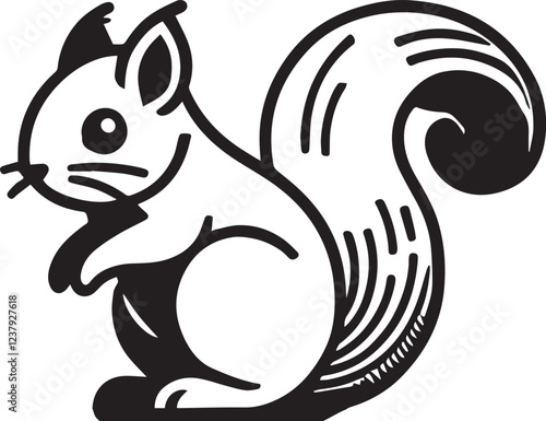 Squirrel vector in black and white