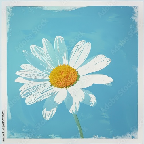 Whimsical Risograph Art of a Daisy