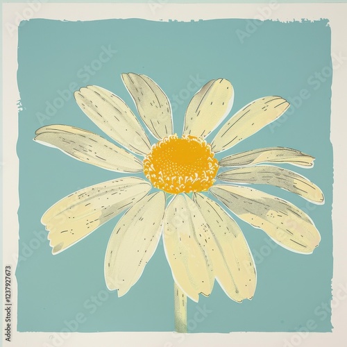 Whimsical Risograph Art of a Daisy