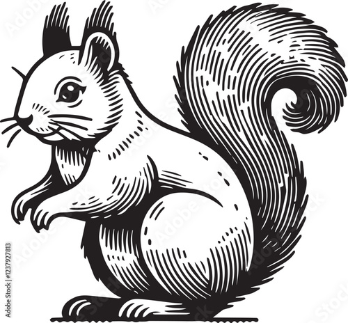 Squirrel vector in black and white