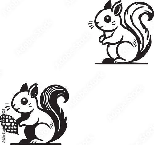Squirrel vector in black and white