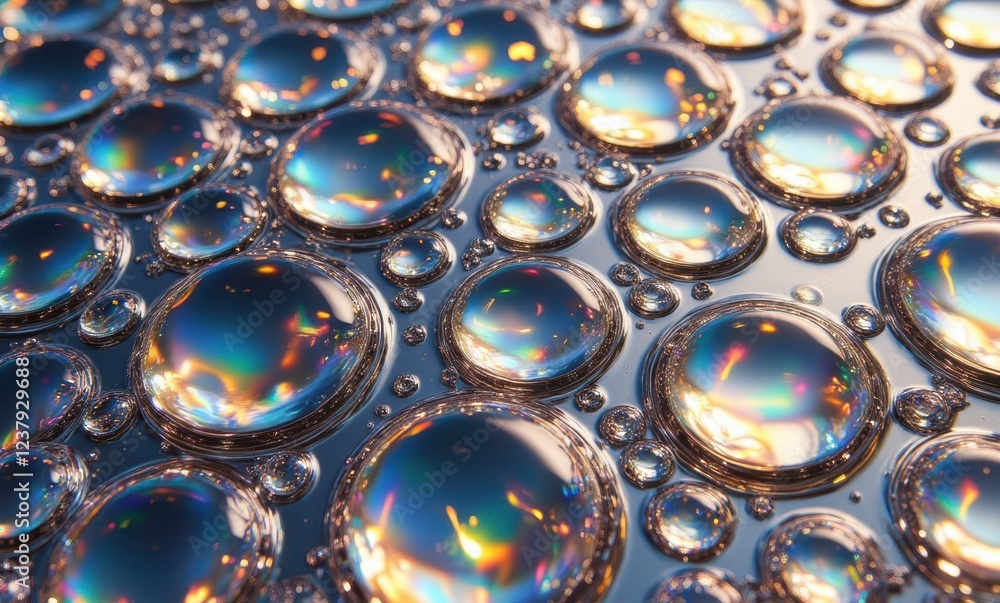 Colorful water droplets on a surface Colorful water droplets on a surface
