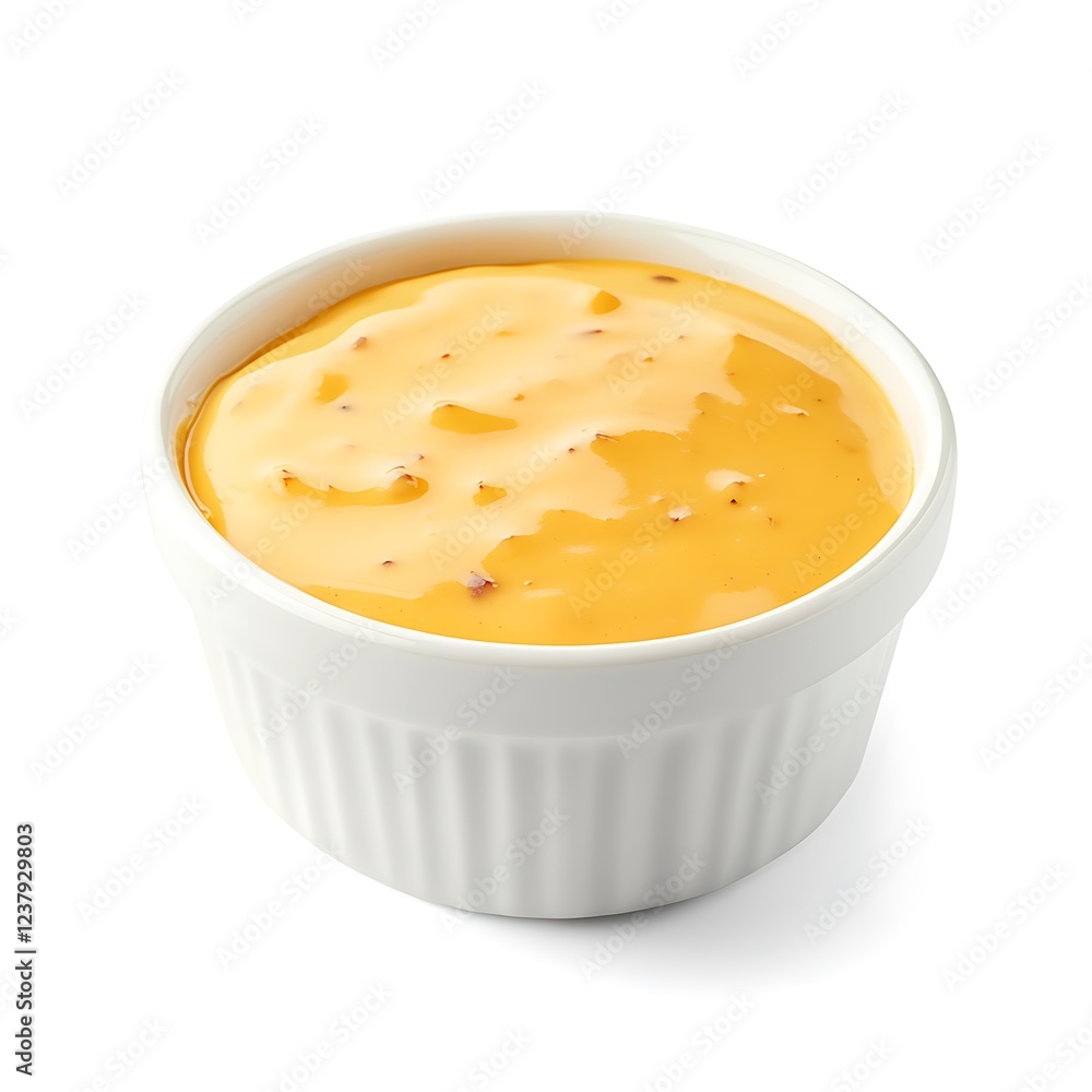 Delicious Cheese Sauce in White Bowl Isolated on Delicious Cheese Sauce in White Bowl Isolated on