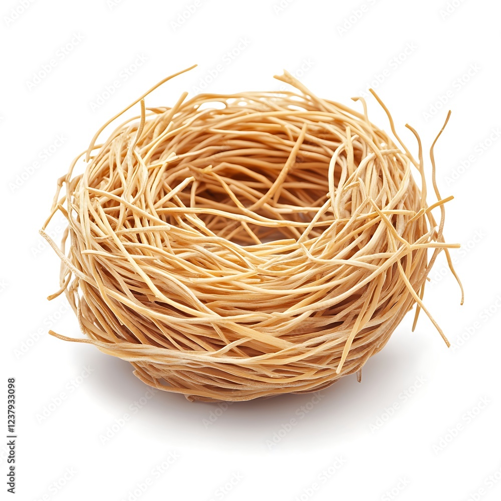 Italian Egg Pasta Nest on Firm White Background Italian Egg Pasta Nest on Firm White Background