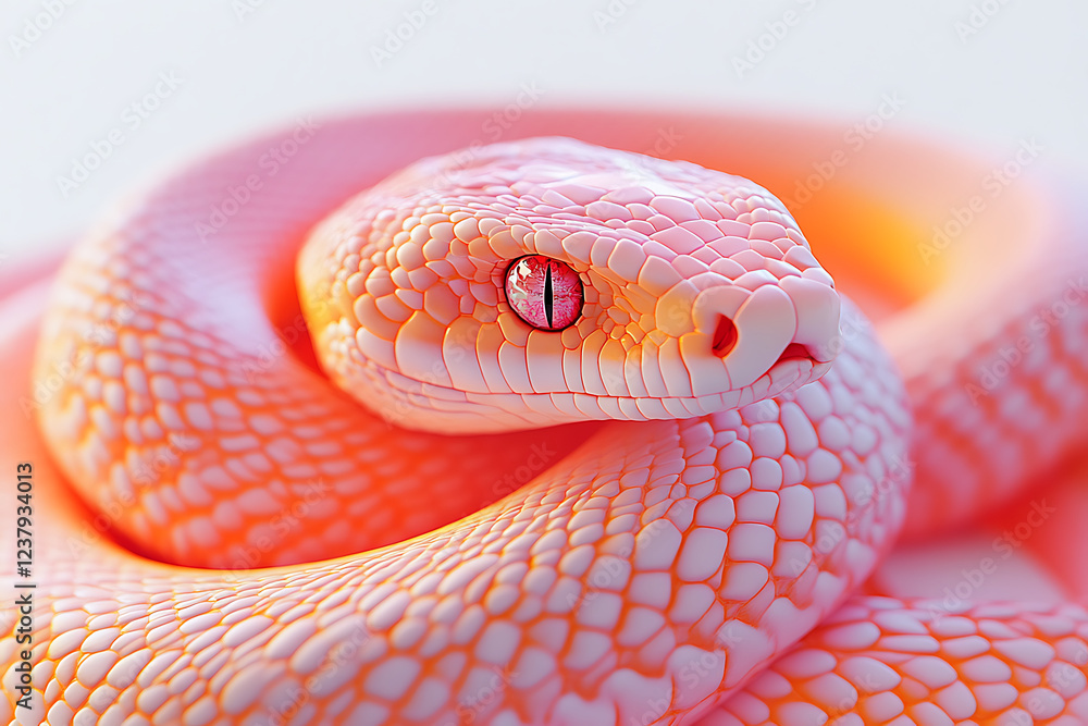 Fototapeta premium snake on a white background, snake on a blank white background, a snake, snake, cute snake, white background, copy space for add text, 3d rendering, 3d, vector, AI generative