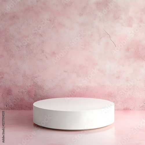 Elegant Empty White Podium on Pink Concrete Background