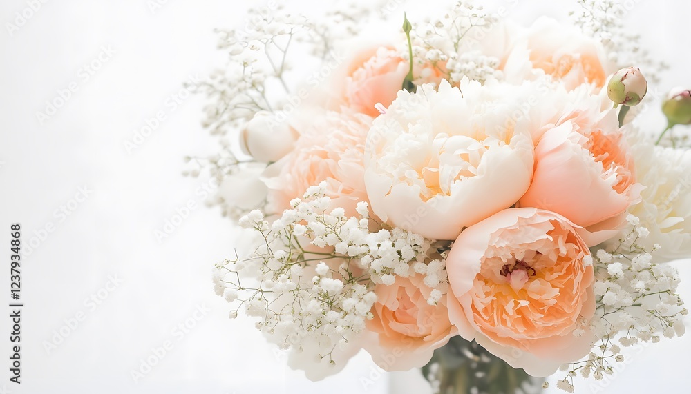 Fototapeta premium Peach and White Peonies Bouquet Beautiful Flowers