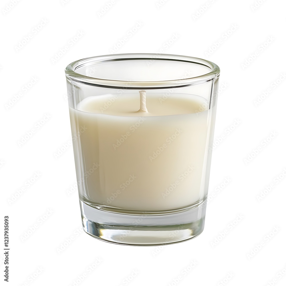 Elegant White Candle in Clear Glass Container Isolated Elegant White Candle in Clear Glass Container Isolated