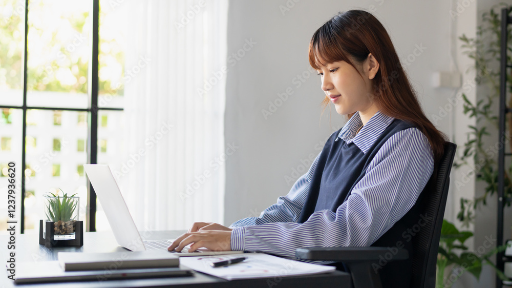 Asian woman working at home. Work from home concept Asian woman working at home. Work from home concept