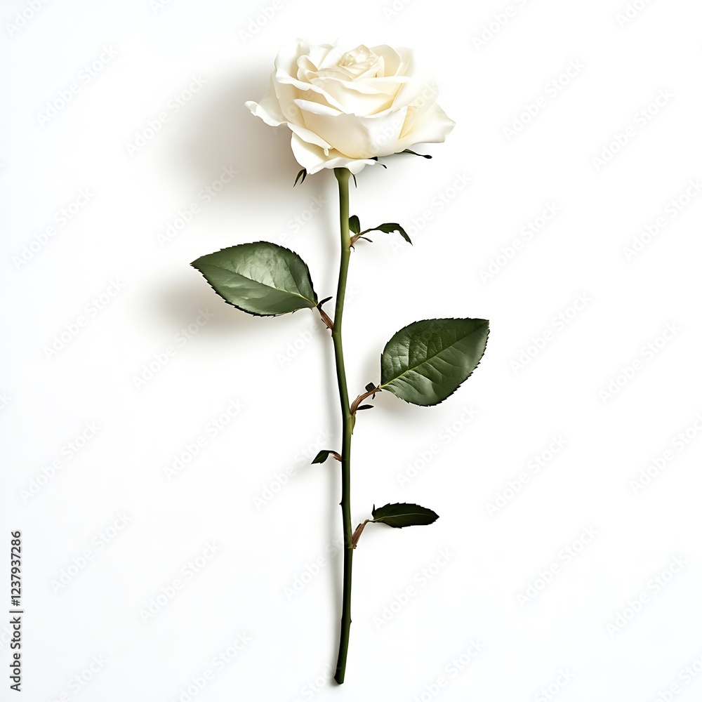 Fototapeta premium Elegant White Rose on White Background