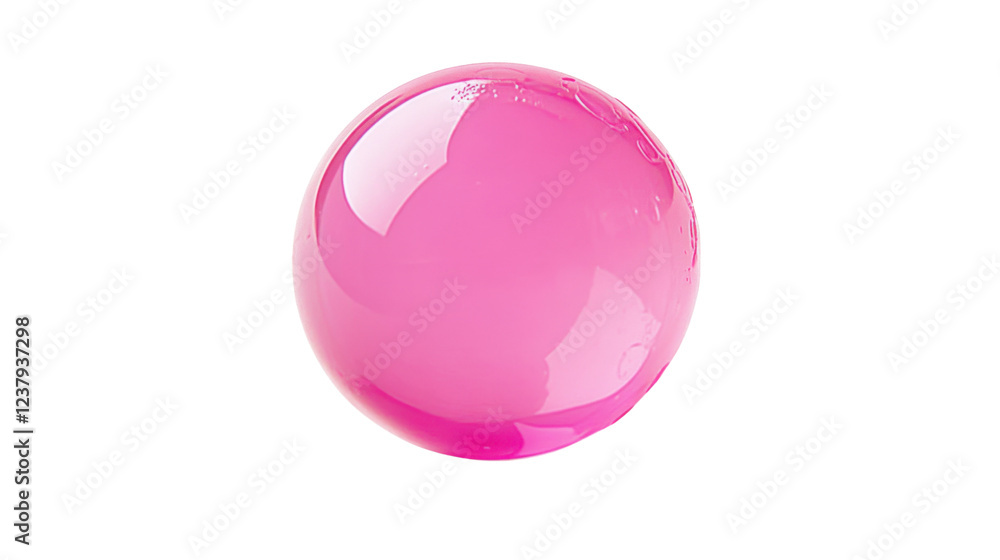 Fototapeta premium Bright pink sphere floating on transparent background