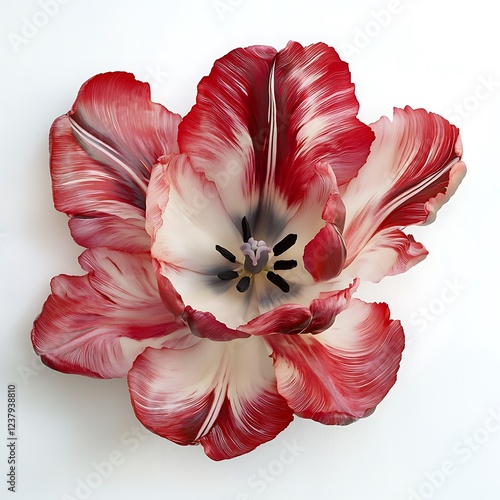 Vibrant Red Tulip Flower on White Background for Design Projects