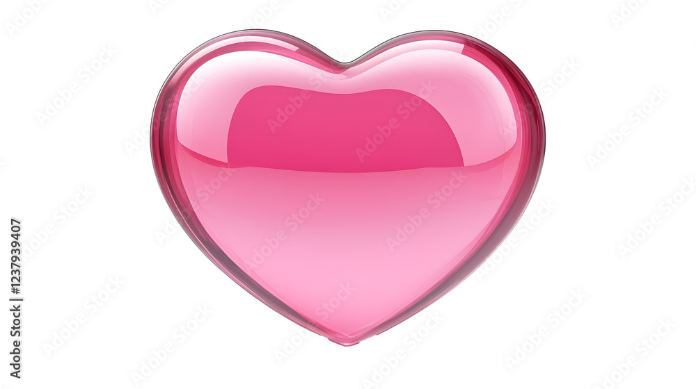 Glossy pink heart icon on a transparent background. isolated background. Glossy pink heart icon on a transparent background. isolated background.